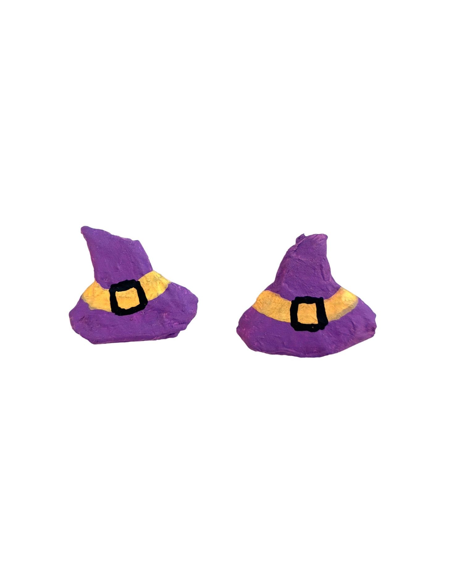 Pendientes de sombrero de bruja, diseño artesanal en colores negro y morado