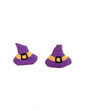 Pendientes de sombrero de bruja, diseño artesanal en colores negro y morado