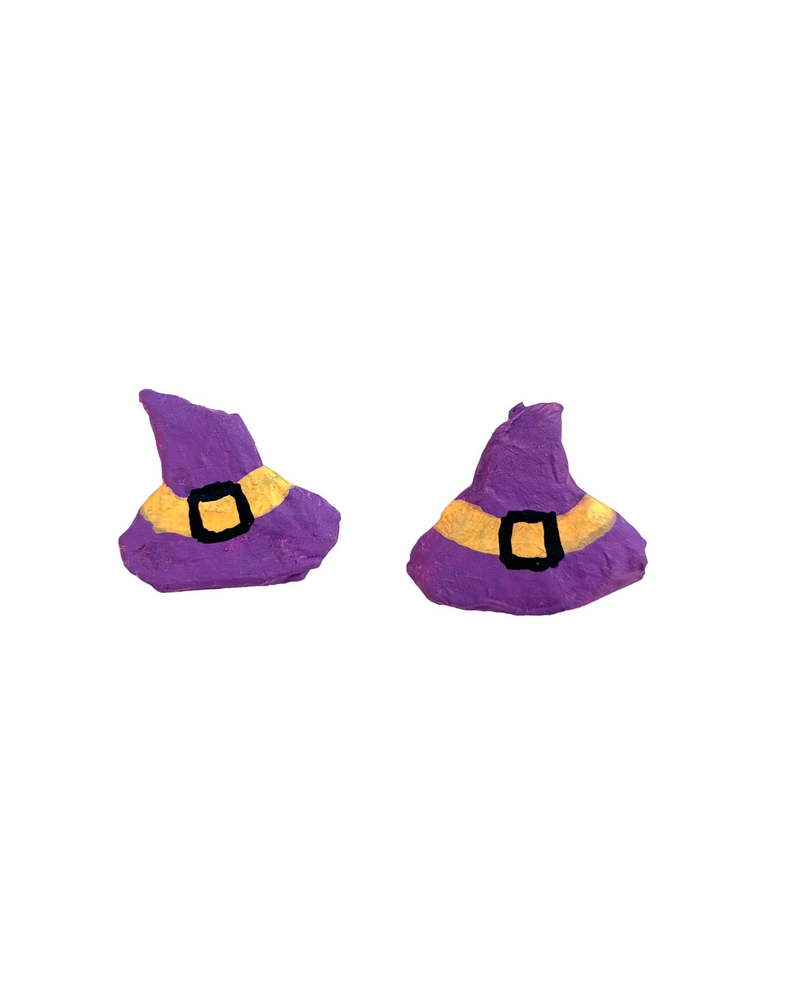 Pendientes de sombrero de bruja, diseño artesanal en colores negro y morado